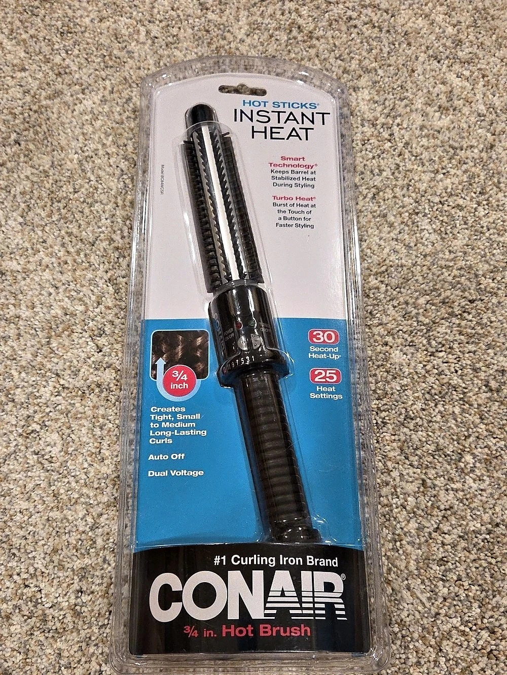 Conair Hot Sticks Instant Heat 3/4 in. Hot Brush 3/4 in. Hot Brush NWT